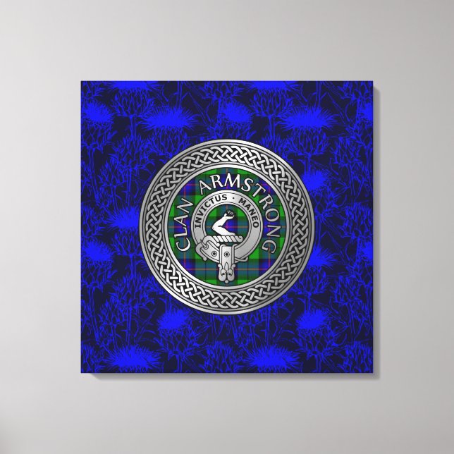 Toile Clan Armstrong Crest & Tartan Knot sur le chardon (Recto)
