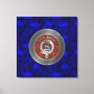 Toile Clan Bruce Crest & Tartan Knot sur le chardon