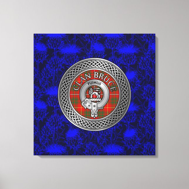 Toile Clan Bruce Crest & Tartan Knot sur le chardon (Recto)