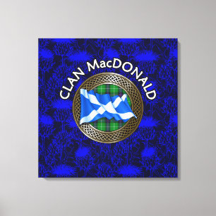 Toile Clan MacDonald Crest & Tartan Knot sur chardon