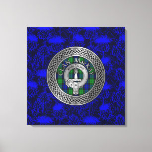 Toile Clan MacKay Crest & Tartan Knot on Thistle
