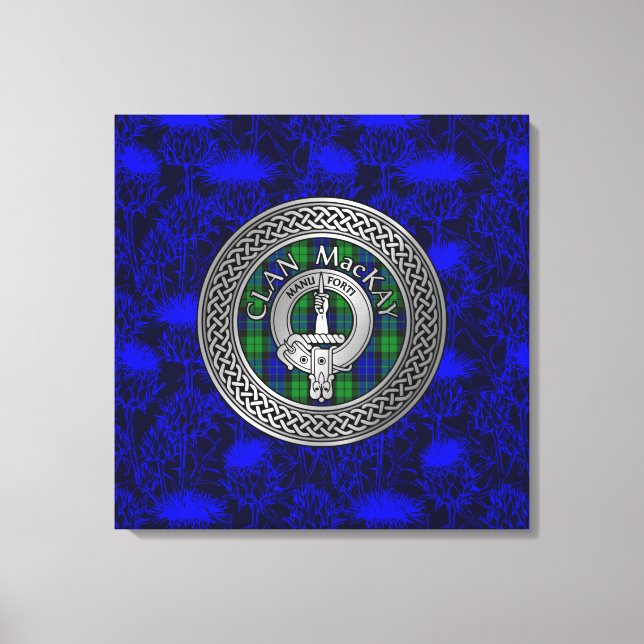 Toile Clan MacKay Crest & Tartan Knot on Thistle (Recto)