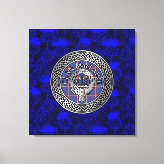 Toile Clan MacLaine Crest & Tartan Knot on Thistle (Recto)
