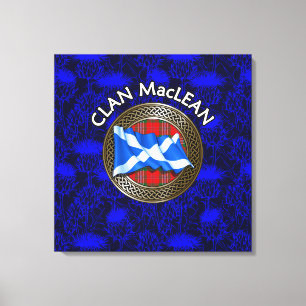 Toile Clan MacLean Crest & Tartan Knot on Thistle