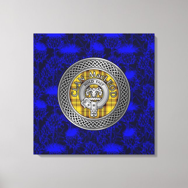 Toile Clan MacLeod Crest & Tartan Knot on Thistle (Recto)