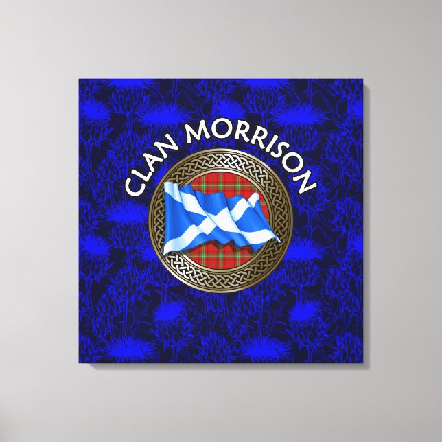 Toile Clan Morrison Crest & Tartan Knot sur le chardon (Recto)