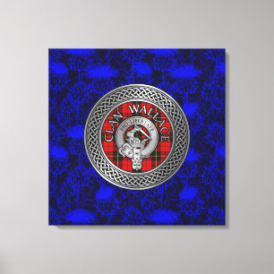 Toile Clan Wallace Crest & Tartan Knot sur le chardon