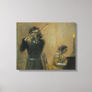 Toile Clara Schumann (1819-96) et un violoniste, 1854