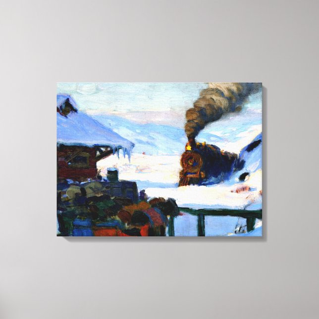 Toile Clarence Gagnon - Le Train Baie-Saint-Paul (Recto)