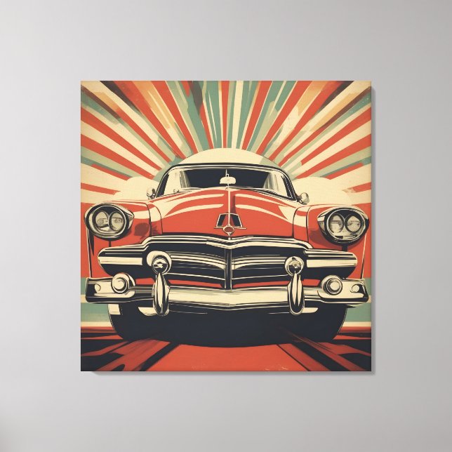 Toile Classic rétro poster de voiture vintage (Recto)