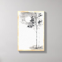 classique japonais sumi-e peinture art bambou lune