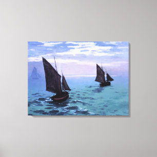 Toile Claude Monet : Bateaux de pêche sur leur chemin