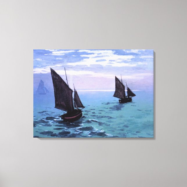 Toile Claude Monet : Des bateaux de pêche sur leur chemi (Recto)