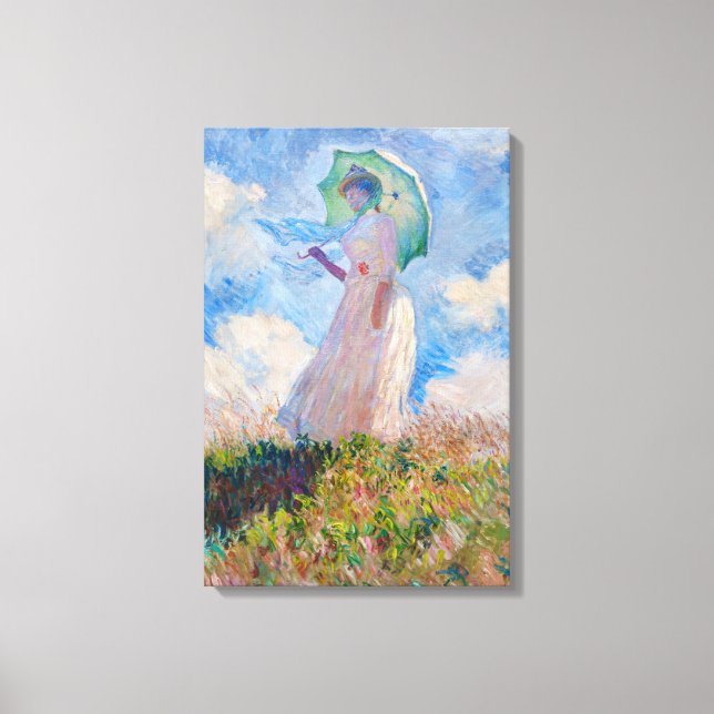 Toile Claude Monet - Femme à l'ombrellle tournée vers la (Recto)