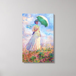 Toile Claude Monet - Femme avec un parasol face à droite