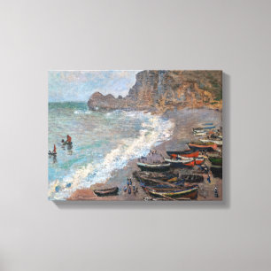 Toile Claude Monet - La Plage à Etretat