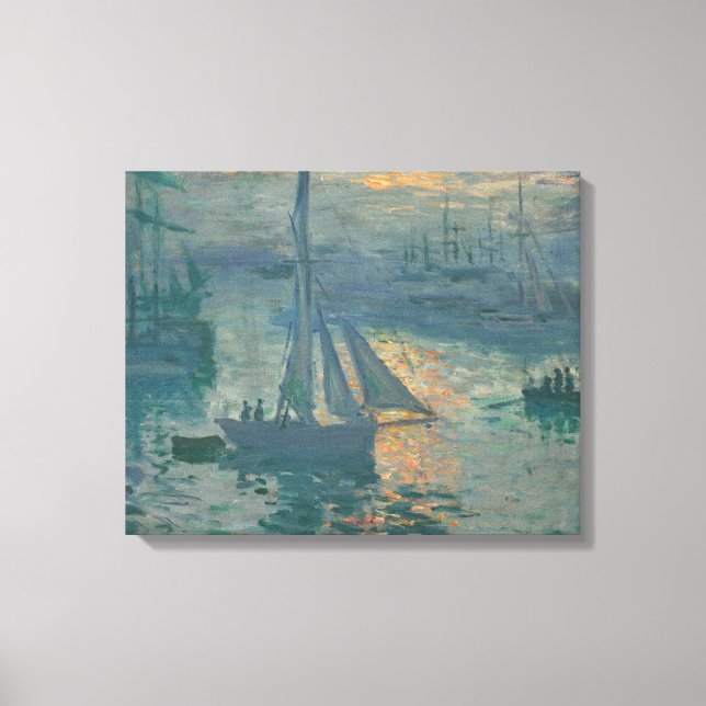 Toile Claude Monet Lever de soleil Marine Voilier Impres (Recto)