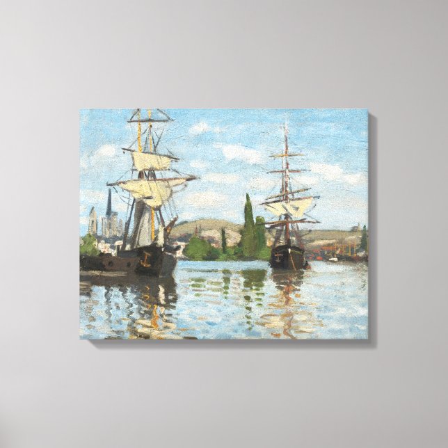 Toile Claude Monet | Navires à Rouen sur la Seine (Recto)