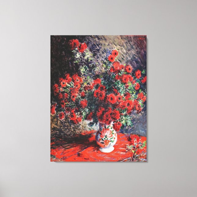 Toile Claude Monet Vintage Red Chrysanthemums (Recto)
