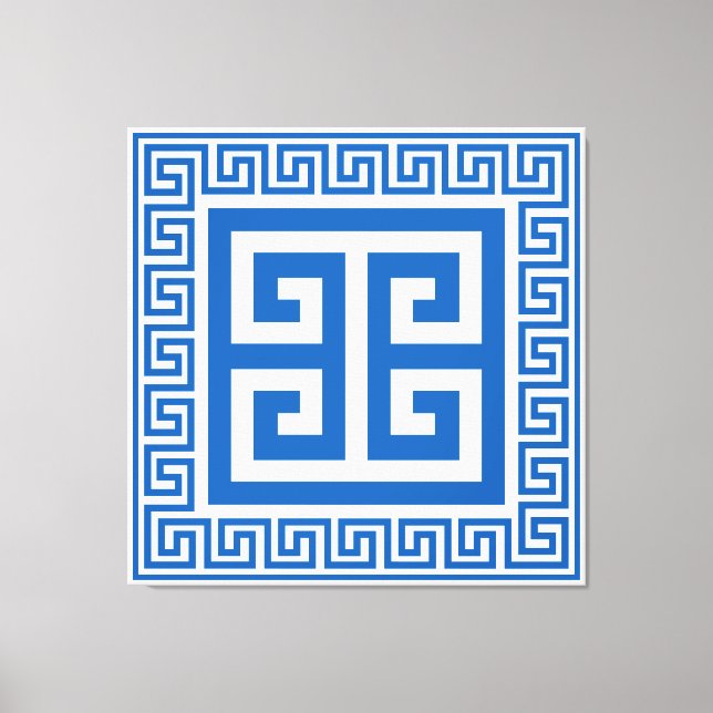 Toile Clé grecque Motif Bleu Et Blancs Imprimer (Recto)