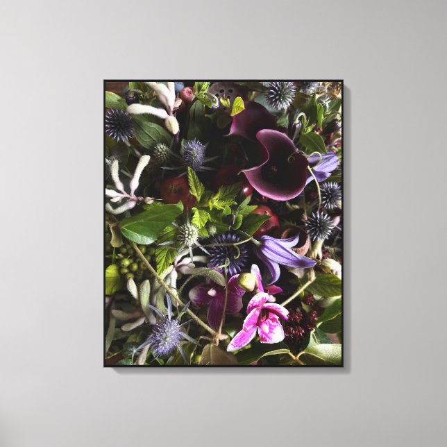 Toile Clematis & Blue Floral Botanical Canvas Art  (Recto)