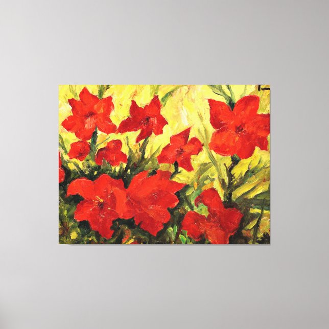Toile Clématite rouge, peinture florale rouge audacieuse (Recto)