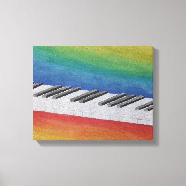 Toile Clés de piano noir et blanc flottant dans le ciel (Recto)