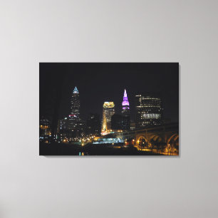 Toile Cleveland OH Purple Skyline Imprimer
