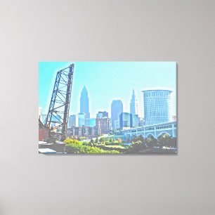 Toile Cleveland, Ohio Blue Morning Skyline