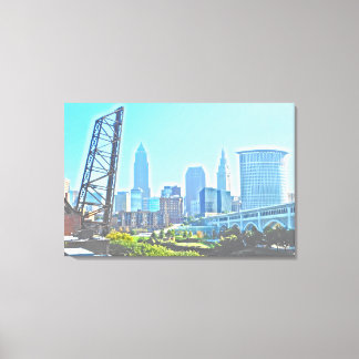 Toile Cleveland, Ohio BW Panels Matin Skyline