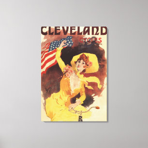 Toile Cleveland va à vélo la fille américaine en jaun