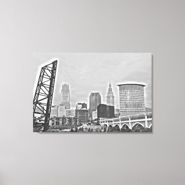 Toile Clic Cleveland River View Skyline (Recto)