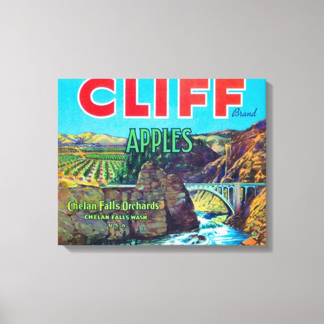 Toile Cliff Apple Étiquette - Chelan Falls, WA (Recto)