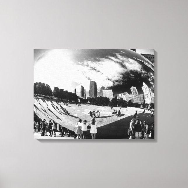 Toile Cloud Gate The Bean Chicago Vide et Blanc Lndscp (Recto)