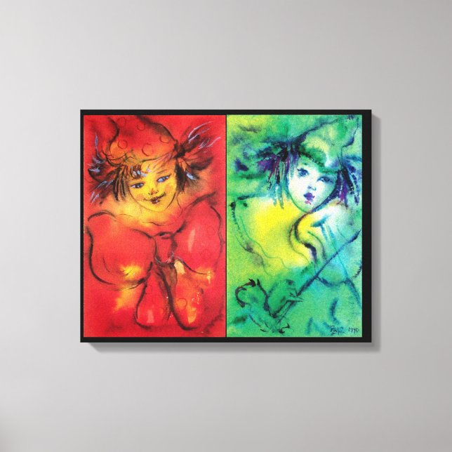 TOILE CLOWNS EN ROUGE ET VERT (Recto)