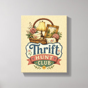 Toile Club de chasse aux bonnes affaires Cottagecore vin
