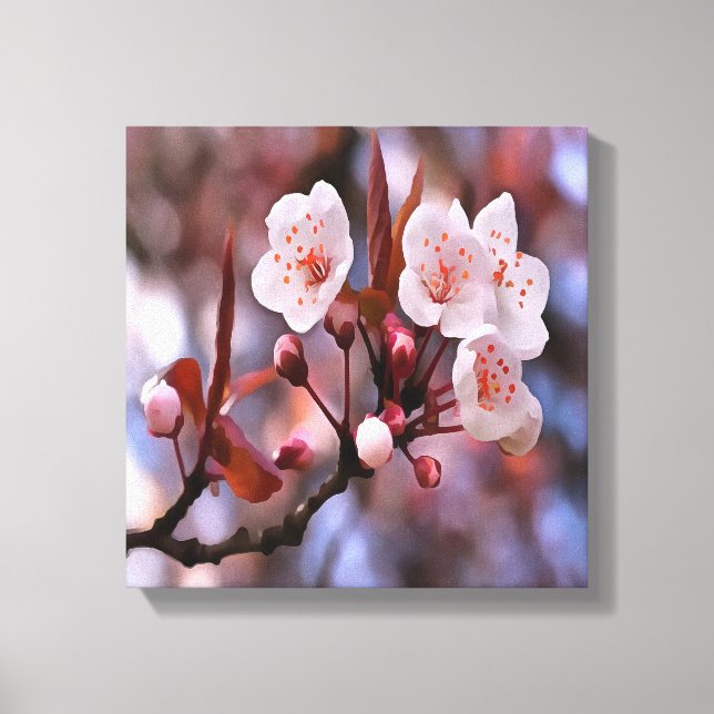 Toile Cluster de fleurs de cerisier avec un rose et un b (Recto)