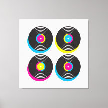CMYK pop art vinyle disques 80s style couleurs viv