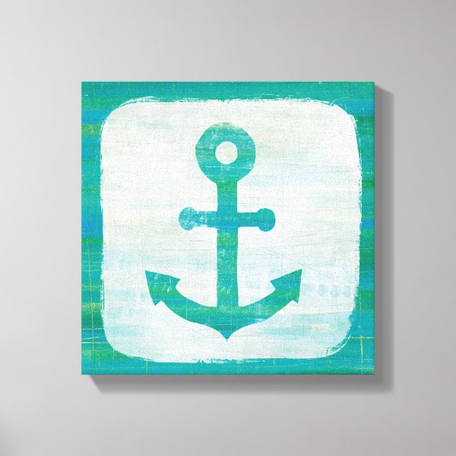 Toile Coastal | Aqua Anchor (Recto)