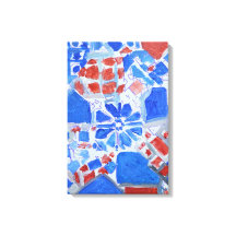 Cobalt & Coral Géométrique Expressionniste Abstrai