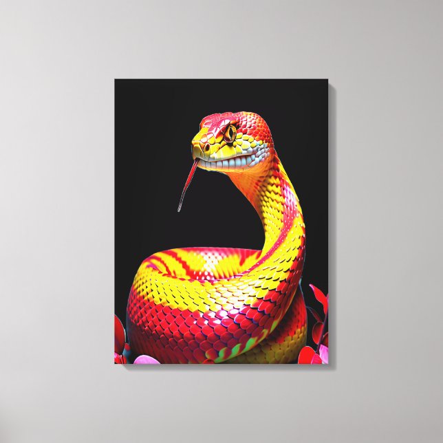 Toile Cobra serpent avec des écailles rouges et jaunes v (Recto)