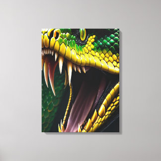 Toile Cobra serpent avec écailles vertes et jaunes vibra