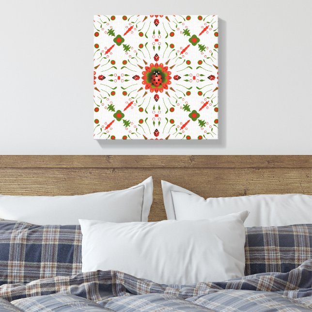 Toile Coccinelle de Noël Rouge, Vert et Blanc (Insitu(Chambre))