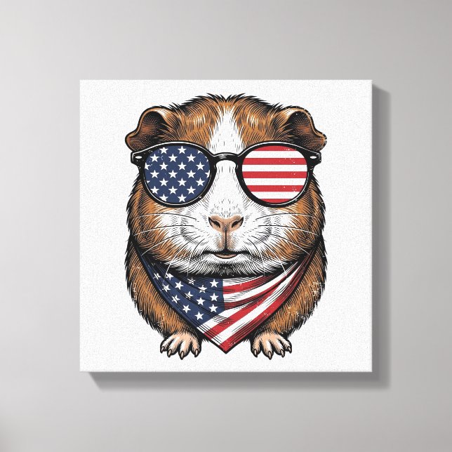 Toile Cochon d'Inde patriotique Gravure vintage (Recto)