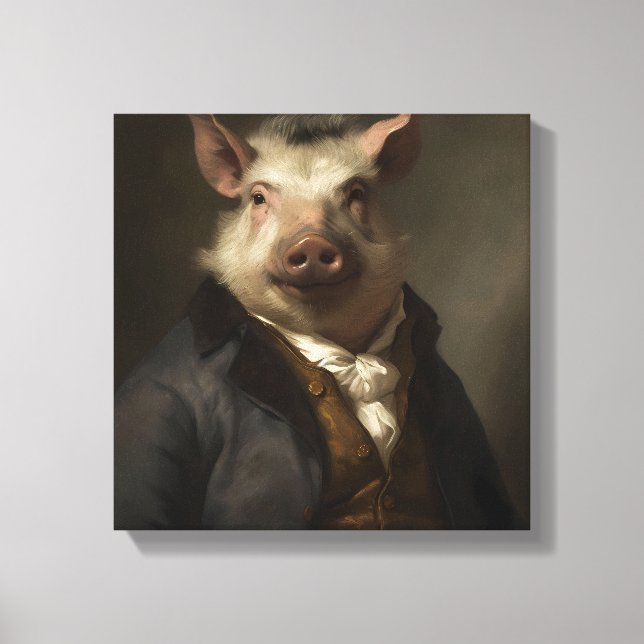 Toile Cochon en costume | Art animal | Animal en costume (Recto)