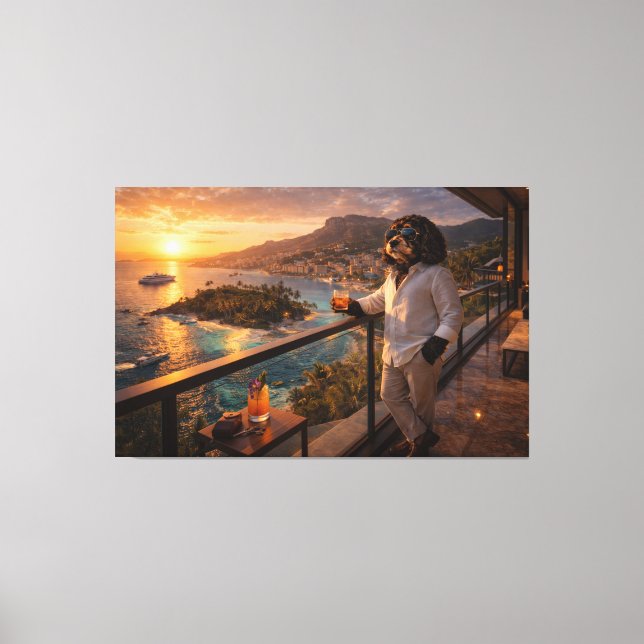 Toile Cockapoo Sunset Canvas Art – Luxury Travel Dog Art (Recto)