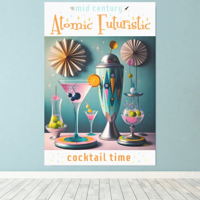 Toile Cocktail atomique futuriste du milieu du siècle (Insitu (Plancher de Bois))