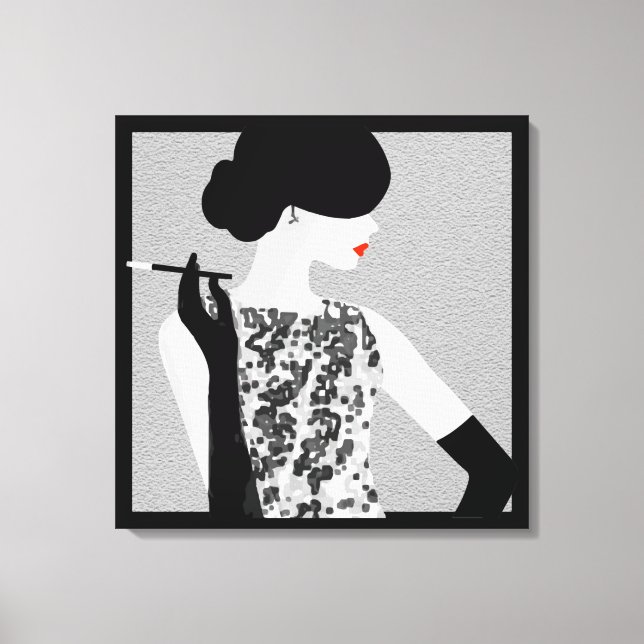 Toile Cocktail Soiree Mode Silhouette Mur Art (Recto)