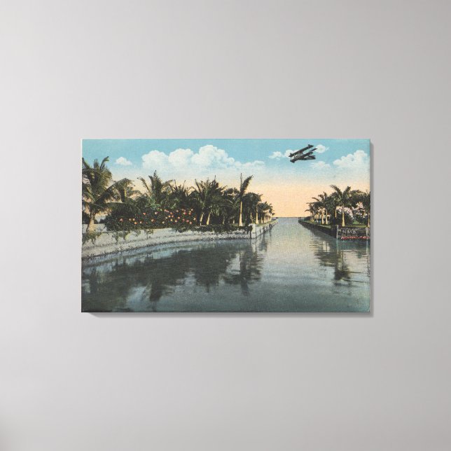 Toile Cocoanut Grove, FL - Curtis James Estate Canal (Recto)
