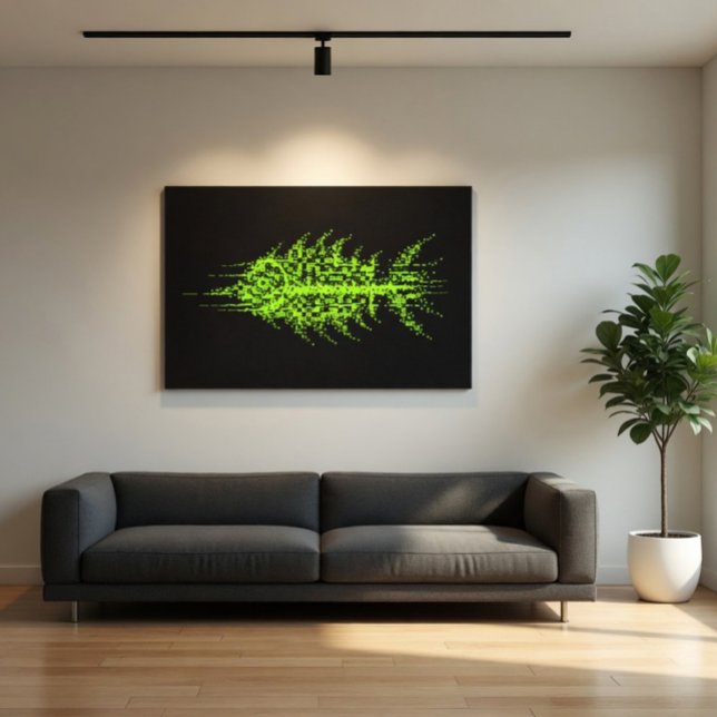 Toile Code de pixel de bogue Poisson décoration murale (Créateur téléchargé)
